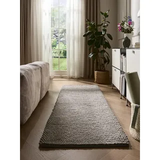 benuta Wollteppich Beads, rechteckig, Höhe: 11 mm, Teppich Wohnzimmer, Schlafzimmer, Esszimmer, Flur, Kunstfaser, Cozy grau rechteckig | 70 cm x 200 cm x 11 mm