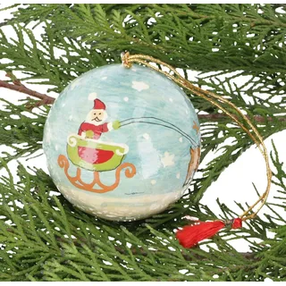 Guru-Shop Christbaumschmuck Upcycling Weihnachtskugel aus Pappmachee,.. bunt
