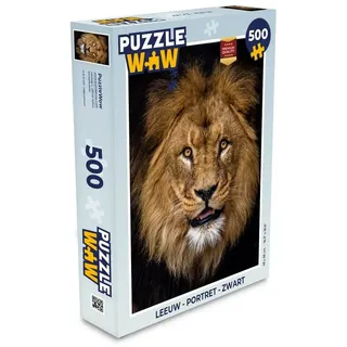 MuchoWow Puzzle Löwe - Porträt - Schwarz - Tiere, 500 Puzzleteile, Foto-Puzzle, Bilderrätsel, Puzzlespiele, Spielzeug schwarz 34 cm x 48 cm x 2 cm | Hochformat