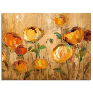 Wandbild ARTLAND "Freudige Ranunkel" Bilder Gr. B/H: 120 cm x 90 cm, Leinwandbild Blumen Querformat, 1 St., orange Kunstdrucke als Leinwandbild, Poster in verschied. Größen