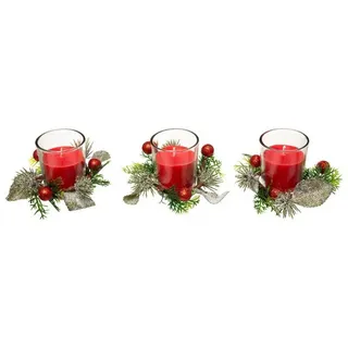 Atmosphera Créateur d'intérieur Duftkerze Duftkerzen für Weihnachten, 3er-Set (Raumduft, Dekokerze) rot