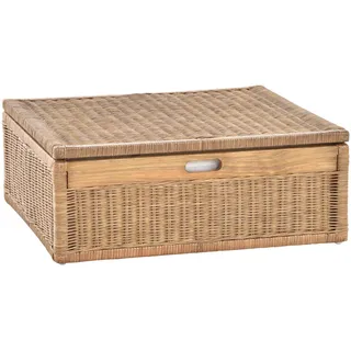 Großer Unterbett Schub aus Rattan 64x58x25cm / Unterbettkommode mit Deckel, Bett Kasten Korb Kleider Aufbewahrung Box (Hellbraun)