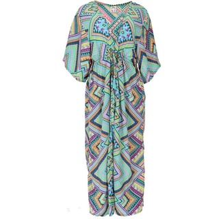 Guru-Shop Kimono Kimonokleid, seidig glänzender Boho Kimono,.., alternative Bekleidung bunt