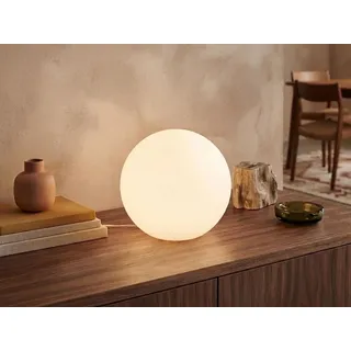 Kleine LED Tischlampe mit Glaskugel Weiß, dimmbare Kugellampe Wohnzimmer Ø 20cm - Weiß
