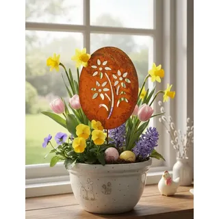 LB H&F Lilienburg Osterei Osterdeko Deko Ostern Frühling Osterei Rost Metall aussen draussen (aussenbereich Edelrost Garte ndeko Gartenstecker Frühlingsdeko groß xl Silhouette, Osterfigur Osterstecker Dekostecker Metallstecker Ei Dekoration), Geschenk Fenster kaufen 2026 Ostereier Rostei Tischdeko braun