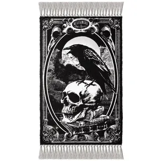 Figuren Shop GmbH Teppich Teppich Totenkopf - Poes Rabe - „Poes Raven – Nevermore“ - Alchemy, Höhe: 52 mm schwarz