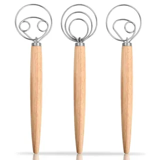 3 dänische Teigschneebesen, dänische Küchenhelfer, Teigmixer, 33 cm, für Brot, Teig, Schneebesen, Mixer, Eierquirl für die Küche, geeignet f...