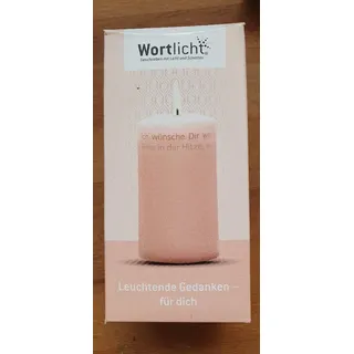 Wortlicht Stumpenkerze "Leuchtende Gedanken für dich"  Höhe 14cm Rose