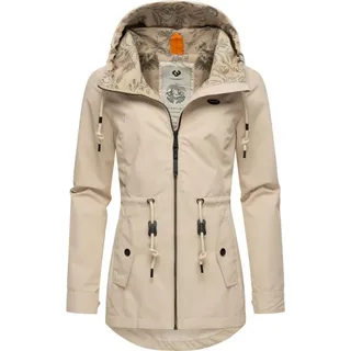 Ragwear wasserdichte Damen Übergangsjacke leichte Regenjacke Kurzmantel mit Kapuze Monadis Intl Sand24 Gr. XL - XL