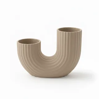 Moderne, Minimalistische, U-förmige Beige Vase Mit Eleganter Form