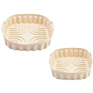 Uikdjgu 2 Stück Heißluftfritteusen-Silikon-Backblech, Wiederverwendbar, Quadratisch, Heißluftfritteusen-Pfanne, Silikonform, Mikrowellen-Pads, Backmatte, Topftablett, B