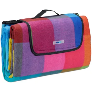 Relaxdays Picknickdecke XXL bunt kariert 200 x 200 cm