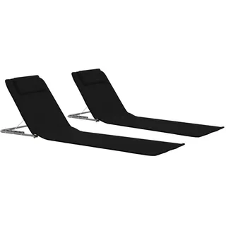 vidaXL 2X Strandmatte Klappbar Schwarz Sonnenliege Strandliege Gartenliege