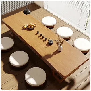 JUNFUNNLE 160CM Japanischer Niedriger Couchtisch Für Den Boden, Großer Esstisch Aus Holz Für Wohnzimmer Und Esszimmer, Tatami-Meditationsaltartisch