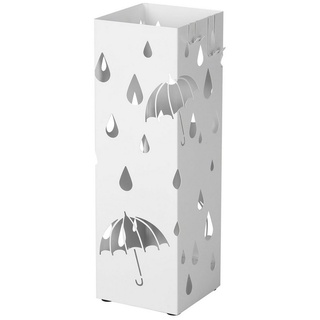 SONGMICS Schirmständer Wasserauffangschale herausnehmbar, mit Haken weiß