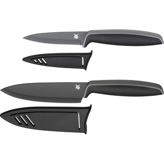 WMF Messerset 2tlg Messer mit Schutzhülle Touch Spezialklingenstahl beschichtet, Küchenmesser, Schwarz