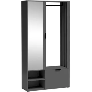 ax living Garderobenschrank Milanoir 100 x 189,4 x 33 cm Grau/Kiefer