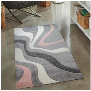 Teppich Moderner rosa weiß& grauer Teppich, Allergiker-freundlich, Carpetia, rechteckig, Fußbodenheizung geeignet, strapazierfähig grau|rosa|weiß 60 cm x 110 cm