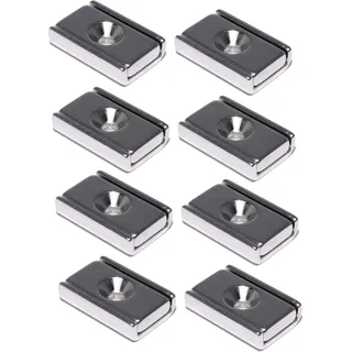[8 Stück] Neodym Magnete mit Loch - Magnetleiste Bohrung Senkung - 20mm - 1 Senkbohrung M3-8 Kg Starker Magnet - Flachleiste - Topfmagnet Rechteckig - Quader zum Festschrauben