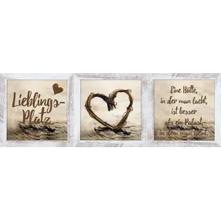 Bönninghoff Bilder-Set 3-teilig TRISTAN, braun - Weiß - 23 x 23 cm - Lieblingsplatz