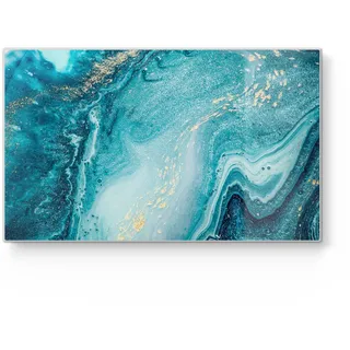 DEQORI Frühstücksbrett Glas | klein 23x14 cm | Motiv Meer aus Marmor | Design Schneidebrett für Küche | Frühstücksbrettchen antibakteriell & rutschfest | Glasplatte & Servierplatte
