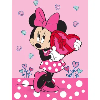 Minnie Mouse Kinder-Zimmer-Teppich Herz Rosa Pink 100 cm x 133 cm rutschhemmend lärmhemmend Kinderteppich Spiel-Teppich Spielunterlage Mädchen-Teppich Disney Minnie Maus Mickey Maus Sweet Love Girls