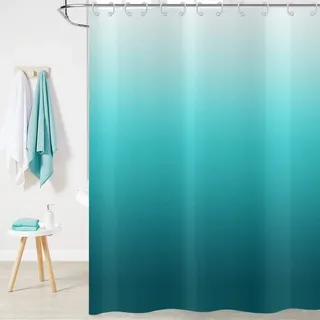 Hnmdmyi Duschvorhang Türkis 120x180, Aqua Ocean Abstrakt Teal Blau Ombre Moderne Badewanne Vorhang Wasserdicht Polyester Stoff Waschbar Badevorhang für Badezimmer mit Haken