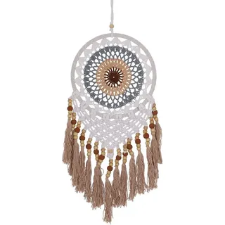 Guru-Shop Dekoobjekt Traumfänger mit gehäkelter Spitze 22 cm -.. braun|bunt|grau Ø 22 cm x 22 cm x 50 cm x 1 cm