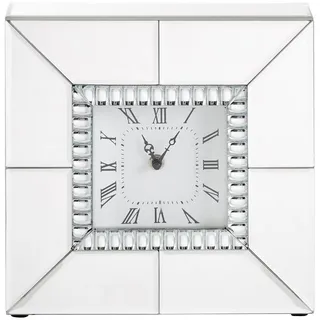 Xora Tischuhr, Silber, Glas, Holzwerkstoff, 25.5x25.5x6.3 cm, Dekoration, Uhren, Tischuhren