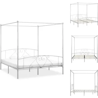 vidaXL Himmelbett-Gestell Weiß Metall 180 x 200 cm -  Betten & Bettgestelle - Weiß