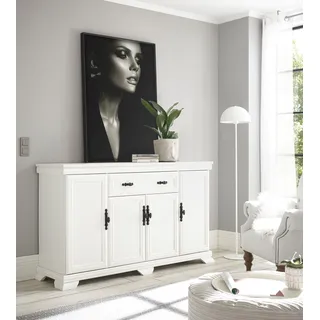 Sideboard OTTO HOME "Royal, eleganter Schrank, Kommode, Stauraumelement im Landhausstil", weiß (pinie weiß dekor), B:168cm H:96cm T:46cm, Sideboards, Sideboard, dekorative Rahmenoptik, Metallgriffe, viel Stauraum, 168 cm breit