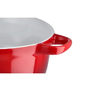 KHG Servier- und Auflaufform mit Deckel   , rot , Steinzeug/Steingut , Maße (cm): H: 8  Ø: 16.5