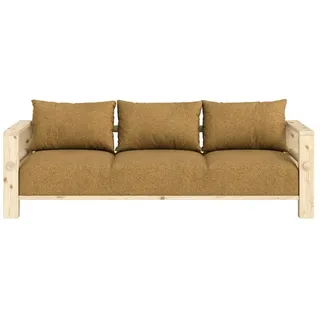 Karup Design Sofa Bare Sofa, Schlafsofa mit Boxspring, 3-Sitzer, Couch, Bettfunktion, Boxspring-Matratze mit Sprungfedern, 3 Rückenkissen, Made in Europe beige