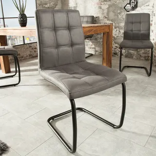 Industrial Freischwinger Stuhl MODENA vintage grau Ziersteppung Esszimmerstuhl