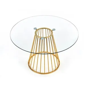 Halmar Rundes Glas Esstisch Liverpool - transparent / golden - Transparent
