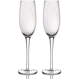 BarCraft 2er Set geriffelte Champagnergläser, 2 handgemachte Gläser, in Geschenkbox, 200ml