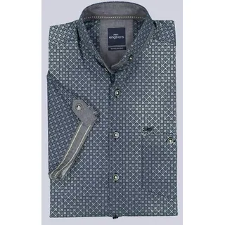 engbers Herren Kurzarm-Hemd gemustert Grün regular Button Down - 5XL