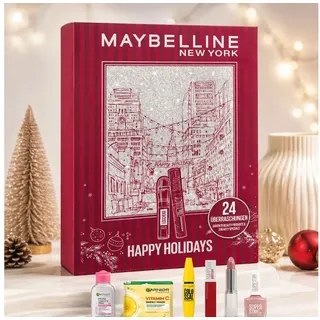 MAYBELLINE NEW YORK Kosmetik-Adventskalender Beauty-Adventskalender – 24 Beauty-Überraschungen 2026, Kalender mit 24 Türchen rot