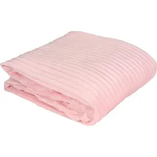 Euromat Flanell Mikrofaserdecke Kuscheldecke Decke Bettüberwurf Streifen 150x200 cm Rosa