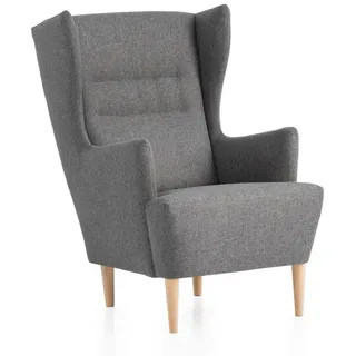 XDREAM Ohrensessel Olaf, Relaxsessel, Loungesessel, Cocktailsessel, Polstersessel (1-St), gepolstert, in Cord und weitere Stoffe, frei im Raum stellbar grau