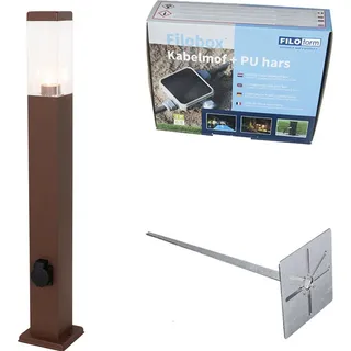 Gartenleuchte RostBraun 80 cm mit Steckdose IP44 Malios - Braun