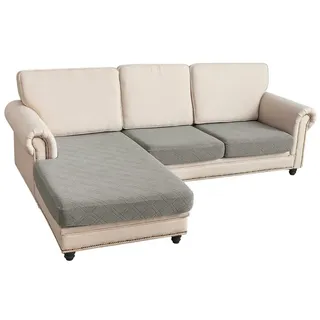 Sunicol Sofabezug L Form, Jacquard Ecksofa Sitzkissenbezug, Stretch Couch Sofahusse, Sofa Überzug, Hochelastischer, Universal Couchbezug Für 1/2/3/4 Sitzer grau