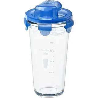 Glasslock, Shaker mit transparentem Deckel, Mess-Skala und Sieb, 450ml (bis 300ml beschriftet)