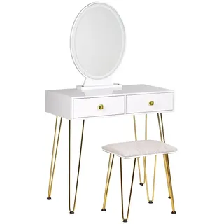 Beliani 2-tlg Schminktisch CAEN in Weiß/Gold | Gr.: onesize