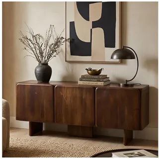 IDIMEX Sideboard PERKA, Kommode 180 cm aus Massivholz mit 3 Türen und Stauraum Dunkelbraun braun