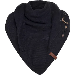 KNIT FACTORY - Dreiecksschal Coco - Damen Strickschal mit Wolle - Umschlagtuch für den Herbst und Winter - Winterschal - Dreieckstuch - Hochwertige Qualität - XXL Schal - 190 x 85 cm - Navy - 190 x 85 cm