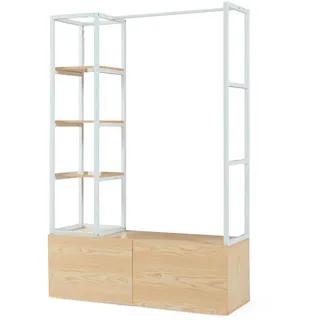 [en.casa] Garderobenständer Egmating 180 x 120 x 40 cm Weiß/Eiche