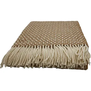 fair de luxe Wolldecke Plaid 100 x 150 cm Beige/Weiß