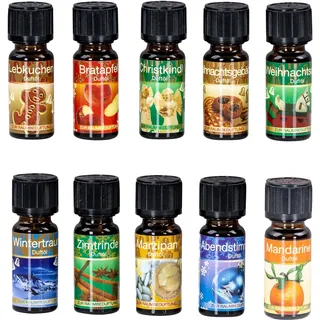 10er Set Weihnachtsduft Duftöle je 10ml für Duftlampen Raumduft Lufterfrischer Diffuser Raumklima Aroma-Öl Winter Weihnachten
