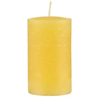 Kopschitz durchgefärbte Rustica Kerze, Stumpenkerzen Gelb, 12 x 6 cm, 1 Stück, rußarm, tropffrei